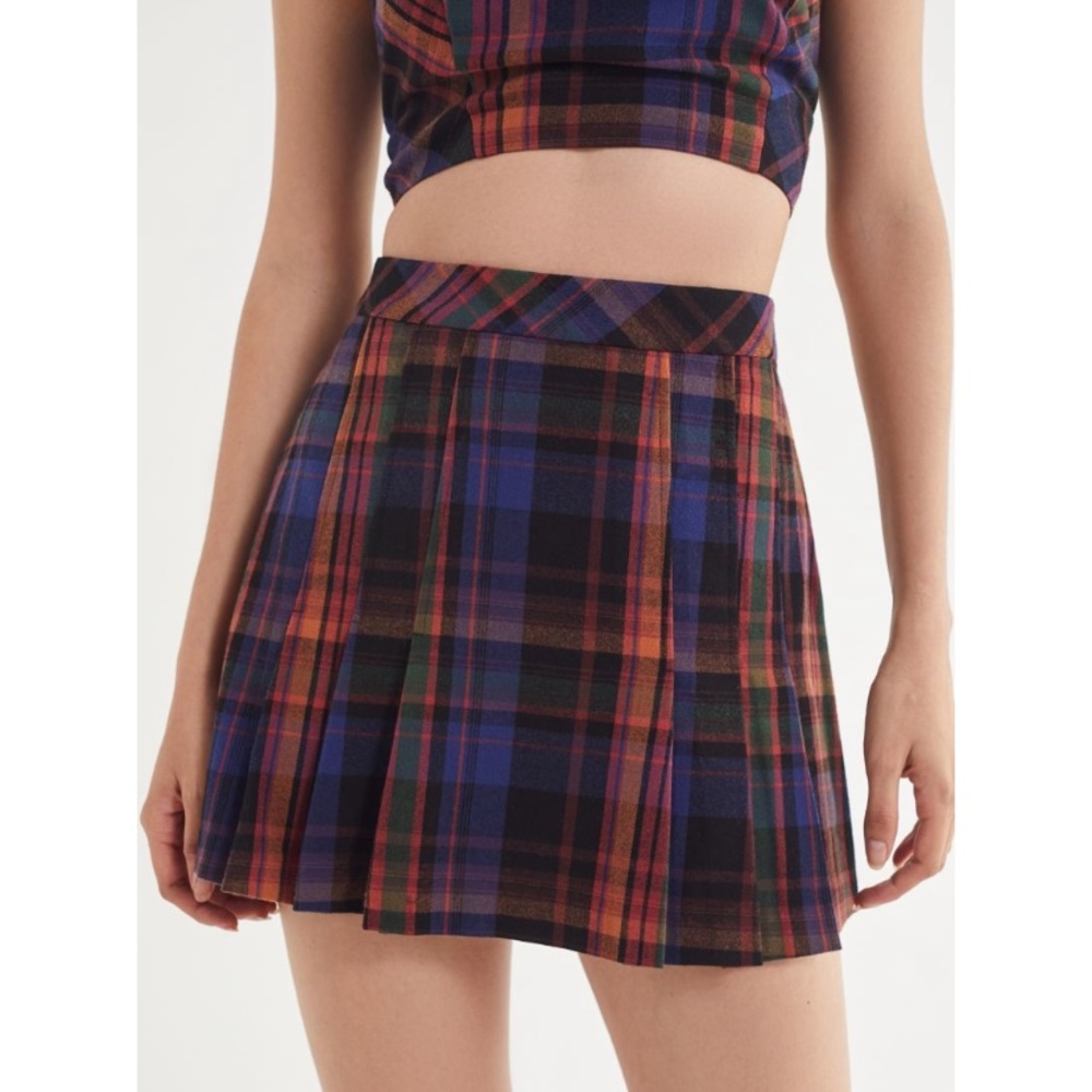 UO Plaid mini skirt and corset top set